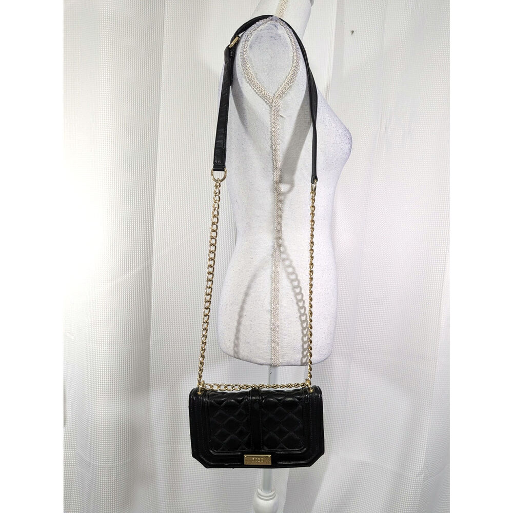 BCBG PARIS! QUILTED BLACK VEGAN LEATHER CROSSBODY PURSE, BAG, HANDBAG!
